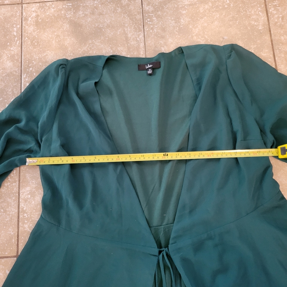 Lulu's Emerald Green Long Sleeve Wrap Gown Bohemian Bridesmaid Dress. Size XL - Picture 11 of 12